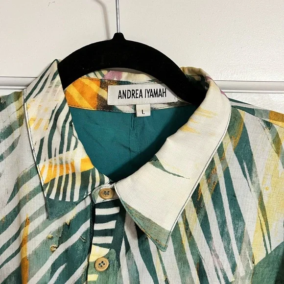 Andrea Iyamah Green and Yellow Patterned Shanti Romper - Picture 2 of 4